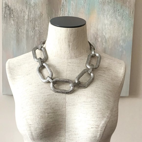 Silver colored large chain necklace - Picture 1 of 5